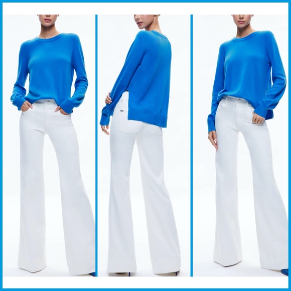 Alice + Olivia Angie Wool & Cashmere Blend Blue Pullover Sweater - Picture 4 of 14